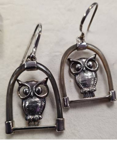 Sterling Silver Owl Hoop Earrings image 0